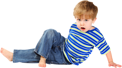 little kid wearing blue stripe shirt
